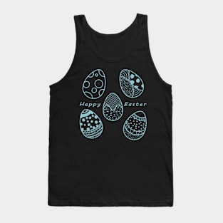 Happy Easter Blue Pattern Tank Top